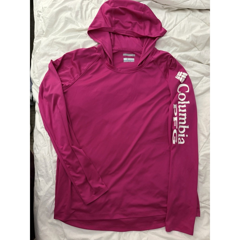 Columbia PFG Omni Shade Sun Hoodie Womens XL Pink Fishing Shirt Long Sleeve UPF